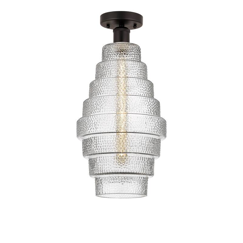 Innovations Lighting Edison Cascade - 1 Light 8" Semi-Flush Mount - Clear/Oil Rubbed Bronze
