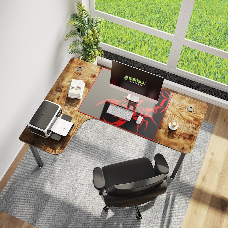 Eureka 60" Industrial Writing Desk Large L-Shaped Corner Computer Desk