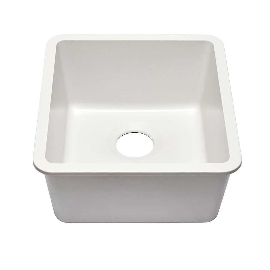 16 Inch Lexicon Platinum Quartz Composite Drop-in Undermount Single Bowl Galaxy White Kitchen Sink LP-1618-W-SO