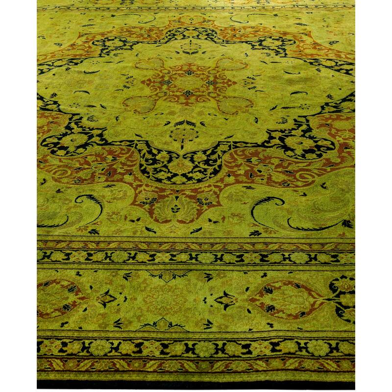 Overdyed One-of-a-Kind Hand-Knotted Area Rug - Green - 10' 2" x 13' 7"