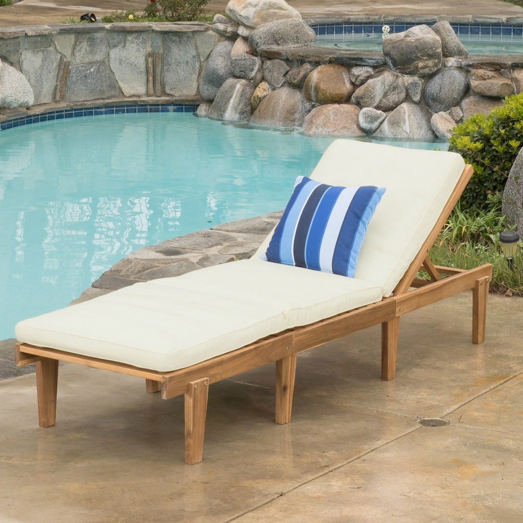 Acacia Wood Chaise Lounge with Cushion Outdoor Relaxation