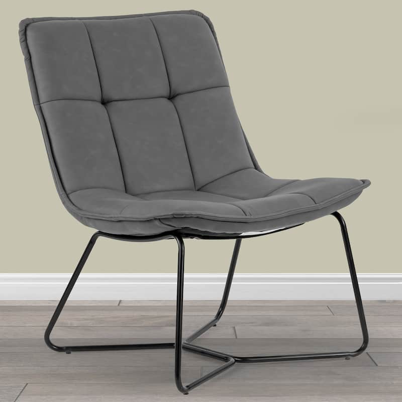 Aurele Armless Accent Chair with Black Metal Legs