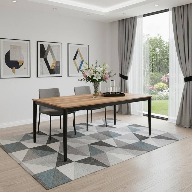 HomeRoots 79" Walnut and Black Wood Dining Table - 78.70 in. x 29.50 in. x 39.80 in. - Brown - 78.70 in. x 29.50 in.  x 39.80 in.