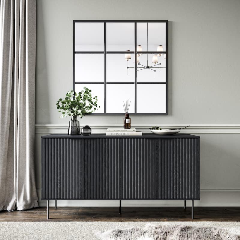Lysander Fluted Sideboard Buffet Cabinet - Black