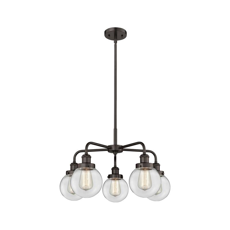 Innovations Lighting Beacon - 5 Light 24" Stem Hung Chandelier - Clear/Oil Rubbed Bronze
