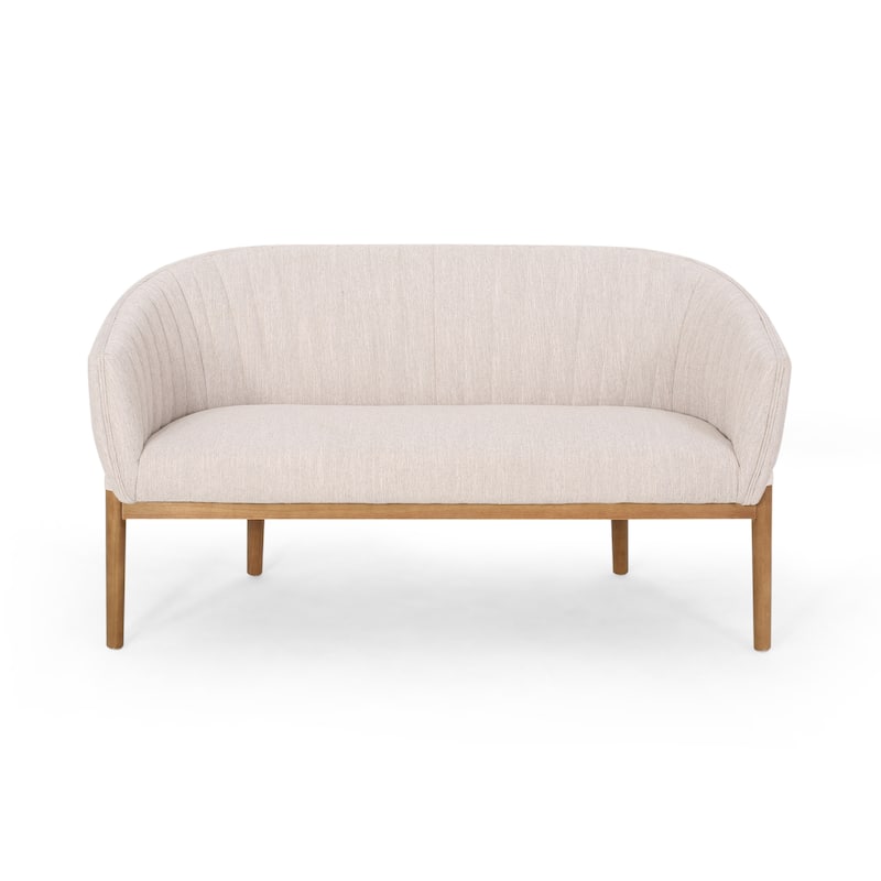 Small Sofa Couch with Rubberwood Legs, Decorative Sofa with Curved Backrest, Charming Love Seat Couches for Small Place