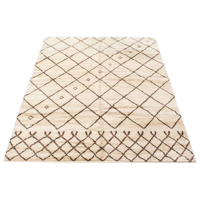 ECARPETGALLERY Hand-knotted Tangier Cream Wool Rug - 6'3 x 8'10