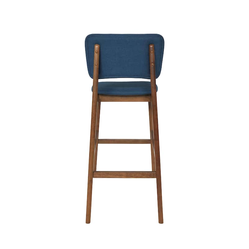 Mid-Century Modern Bar Stools With Soild Rubber Wood Frame, Set Of Two