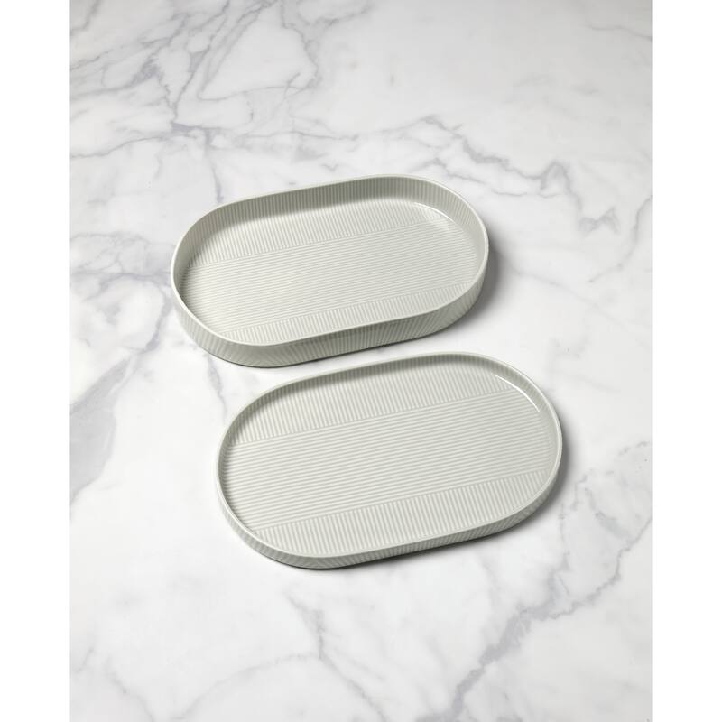 Lenox Modulus 2-Piece Serving Set, Oval Platter & Bowl - Bowl: 14.25" x 8.74" Platter: 14.25" x 8.82"