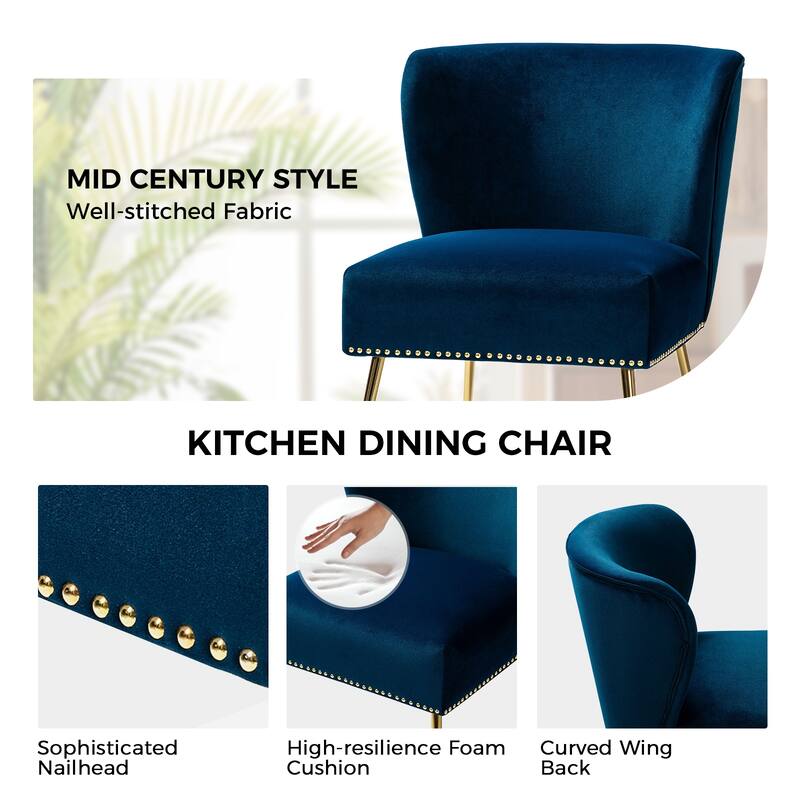 Celtia Modern Velvet Accent Side Chair with Nailhead Trim by HULALA HOME