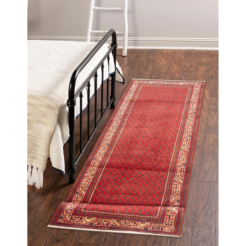 ECARPETGALLERY Hand-knotted Andelz Red Wool Rug - 3'5 x 9'10