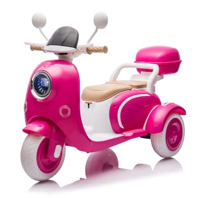 Girls Electric Motorcycle, 2-Seater Kids Motorcycle,12V Ride On Scooter for Kids, Cute Design with Stable 3-Wheel, Ages 3-6