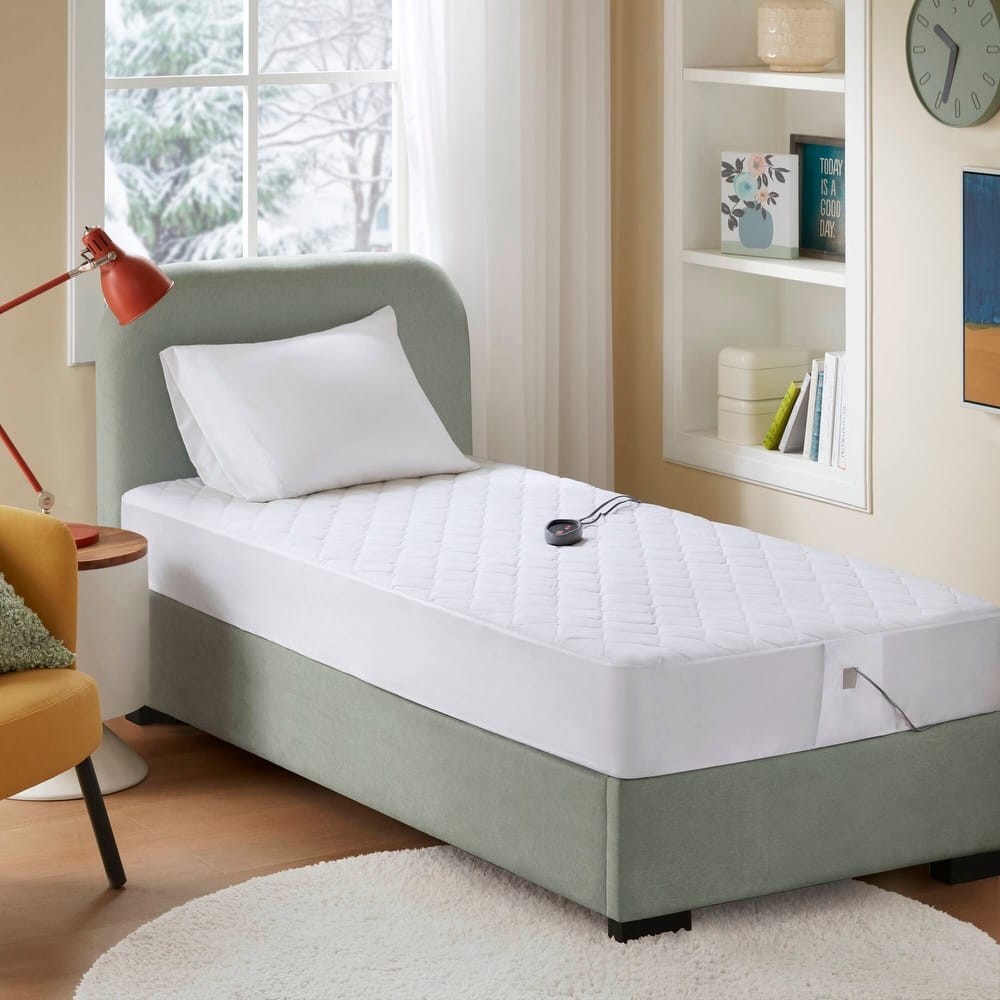 Beautyrest Cotton Blend Heated Mattress Pad - White