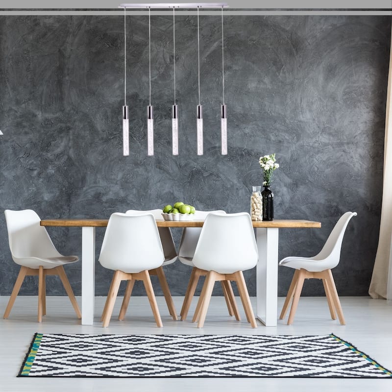 Acrylic Cylinder Chandelier // 5 Light - Chrome