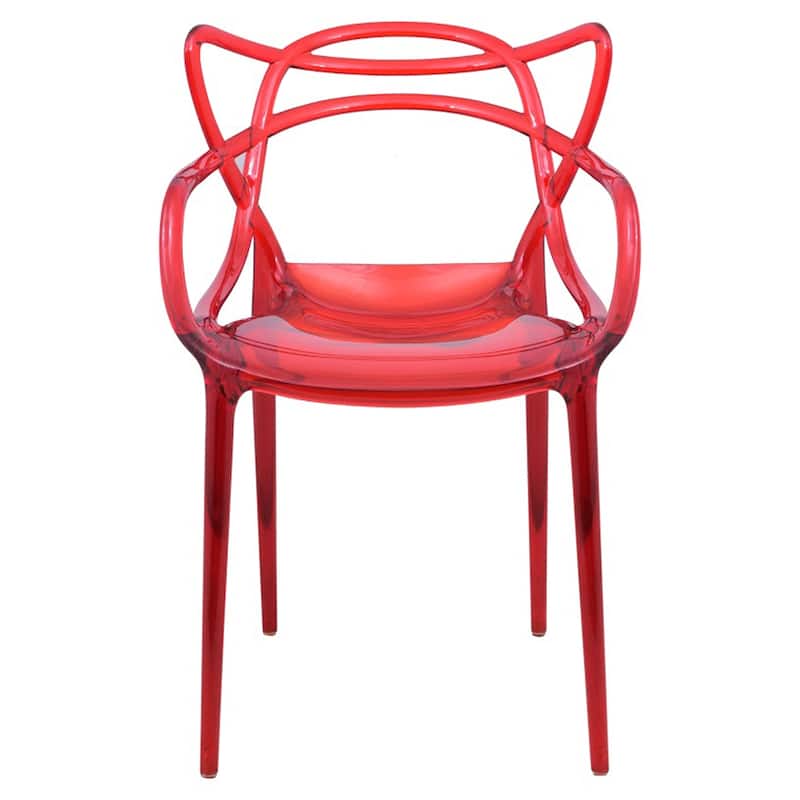 LeisureMod Milan Modern Wire Design Chair, Set of 2 - Red - 23 x 32.5 x 17.5