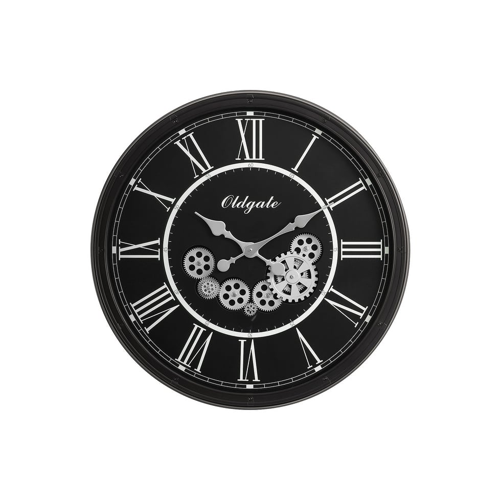 30 in Oversized Gear Mechanism Black Wall Clock - 30 in