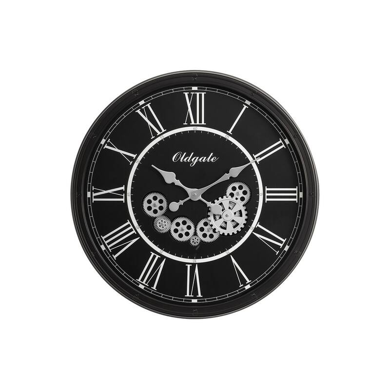 30 in Oversized Gear Mechanism Black Wall Clock - 30 in