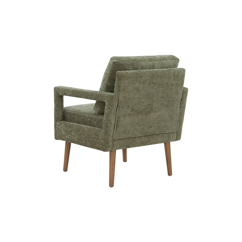 Mid-Century Accent Chair with Chenille Armrest & Soft Cushion