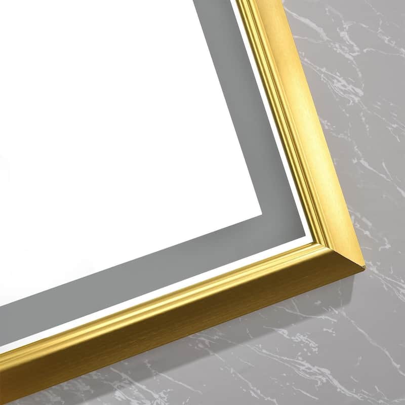 Rectangular Brushed gold Framed LED Mirror Bathroom Vanity Mirror