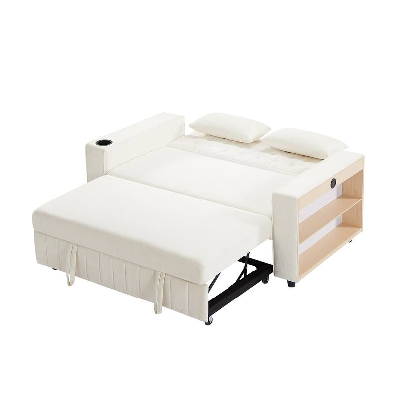 Pull-Out Sofa Bed Convertible Couch Loveseat Sofa Modern Sleeper Sofa With Adjustable Backrest