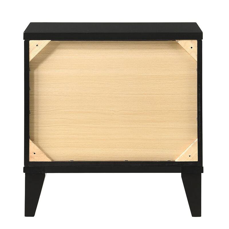 Black Nightstand with Two Spacious Drawers and Safety Stop