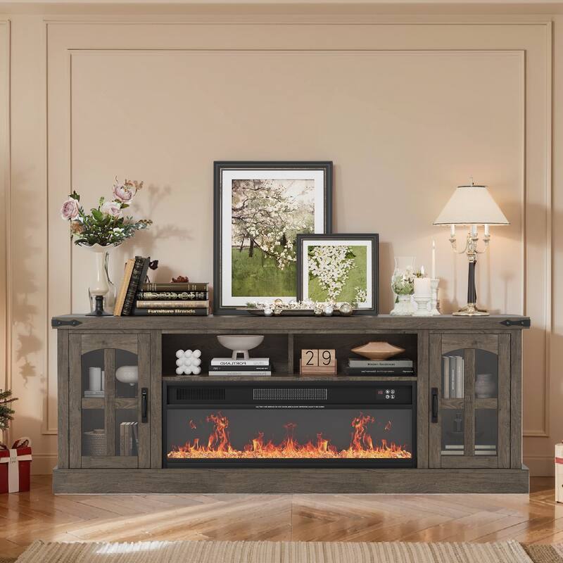71" Electric Fireplace TV Stand with LED Lights