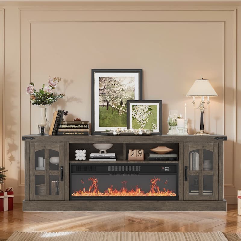 Fireplace TV Stand w/ 36" Electric Fireplace & LED light
