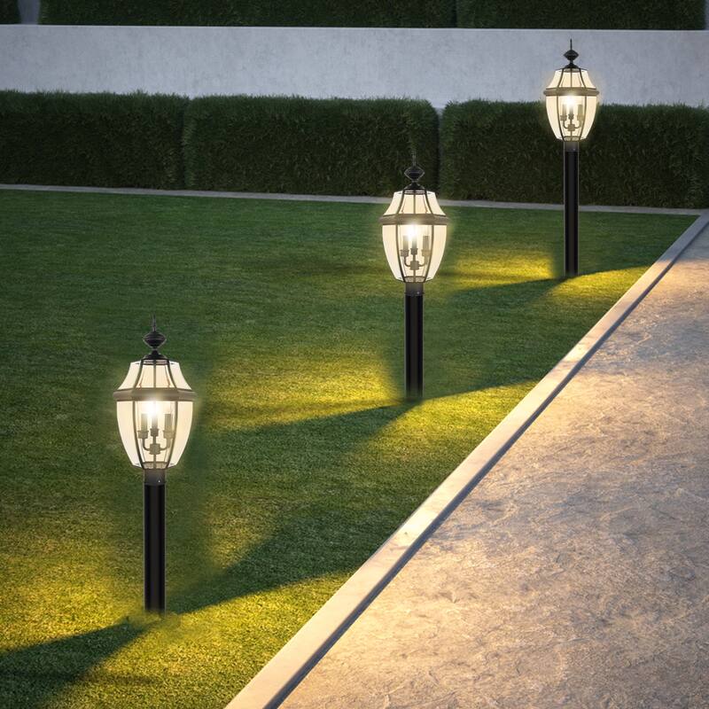 3-light Outdoor Post Light with Clear Glass