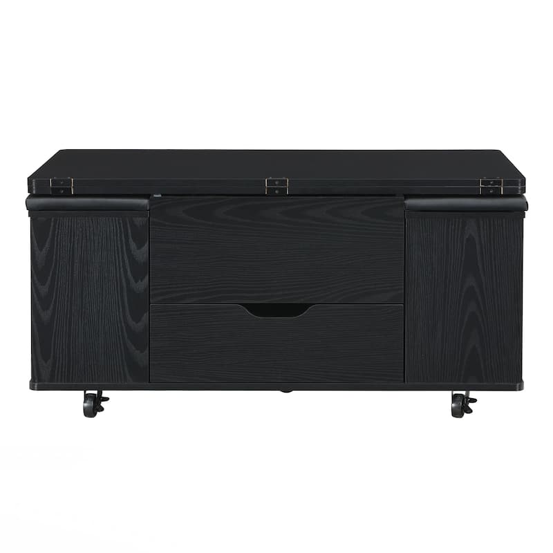 Lift-Top Coffee Table with Hidden Storage and Stools,Multi-Function Modern Center Table with 4 Stools and Casters