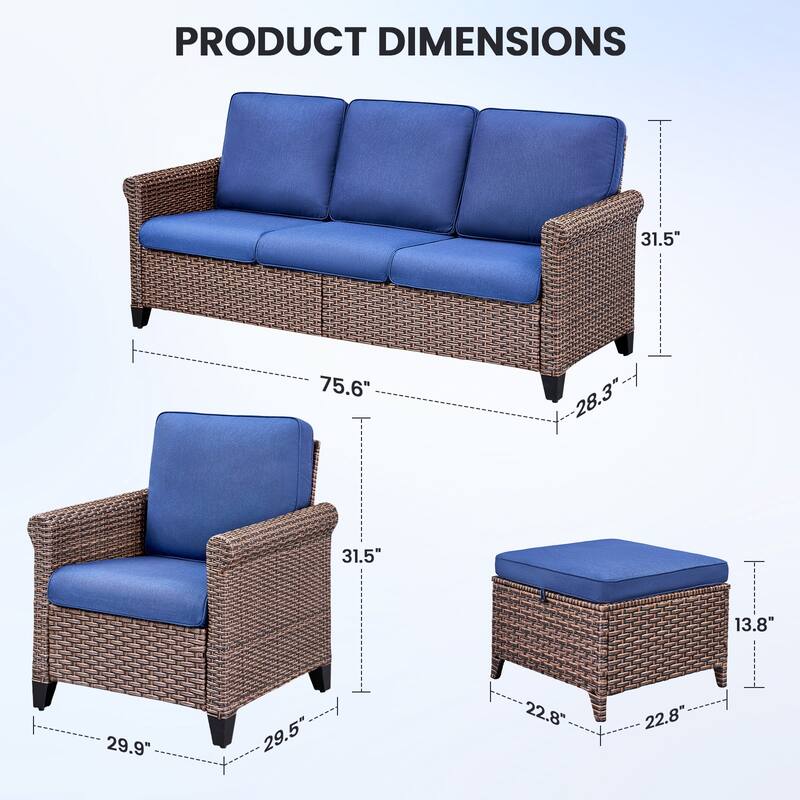 Pocassy Outdoor Sofa Swivel Chairs Patio Chair Funiture Set