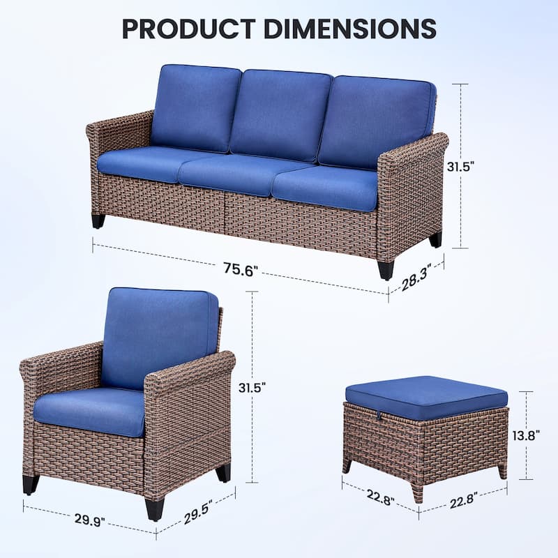 Pocassy Outdoor Sofa with Patio Chairs Funiture Set