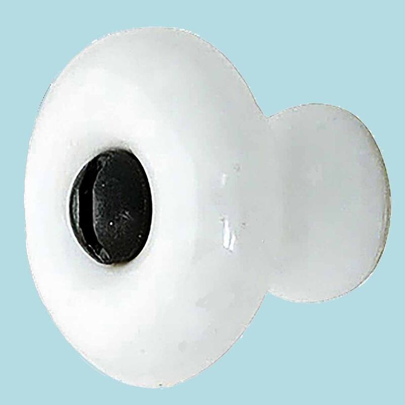 Cabinet Knob White Porcelain Plain 1 3/4 Dia Black Screw Renovators Supply