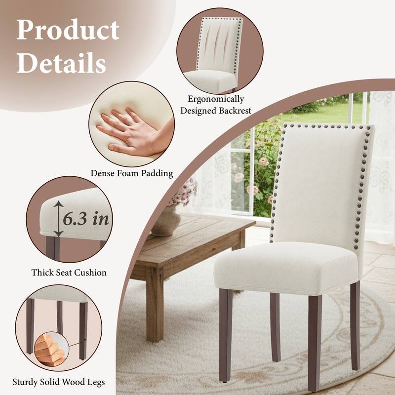 Dining Chairs Upholstered Velvet Nailhead Trim Wood Legs High Back