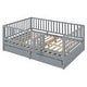 preview thumbnail 94 of 118, Wood Cribs Convertible Toddler Bed with Fence Guardrails and 2 Drawers Split into Independent Floor Bed and Daybed Slat Support