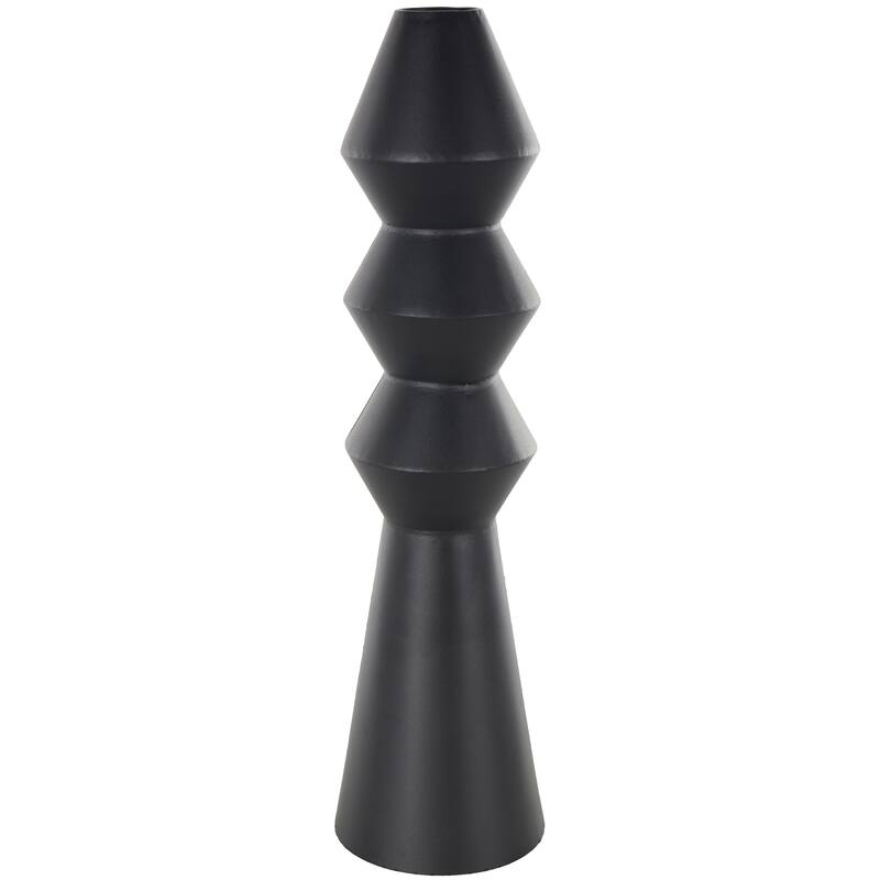 Black Metal Art Deco Fluted Decorative Vase