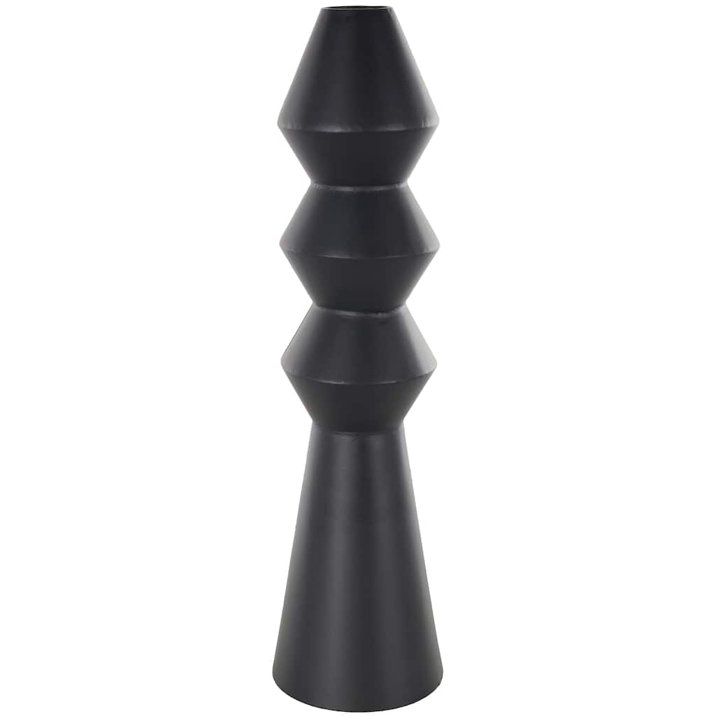Metal Art Deco Fluted Vase - Black - Roche River Decor