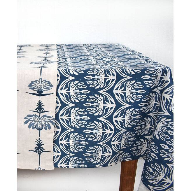 French Home Botanical 59" x 98" Tablecloth - Indigo