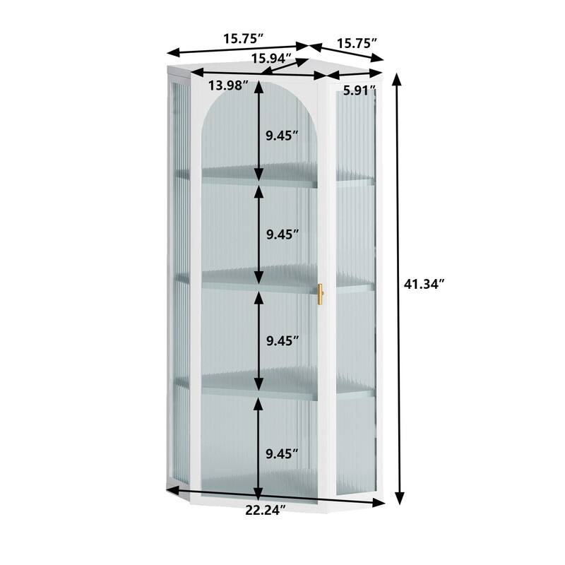 White Glass Door Wall Mounted Bathroom Corner with Featuring