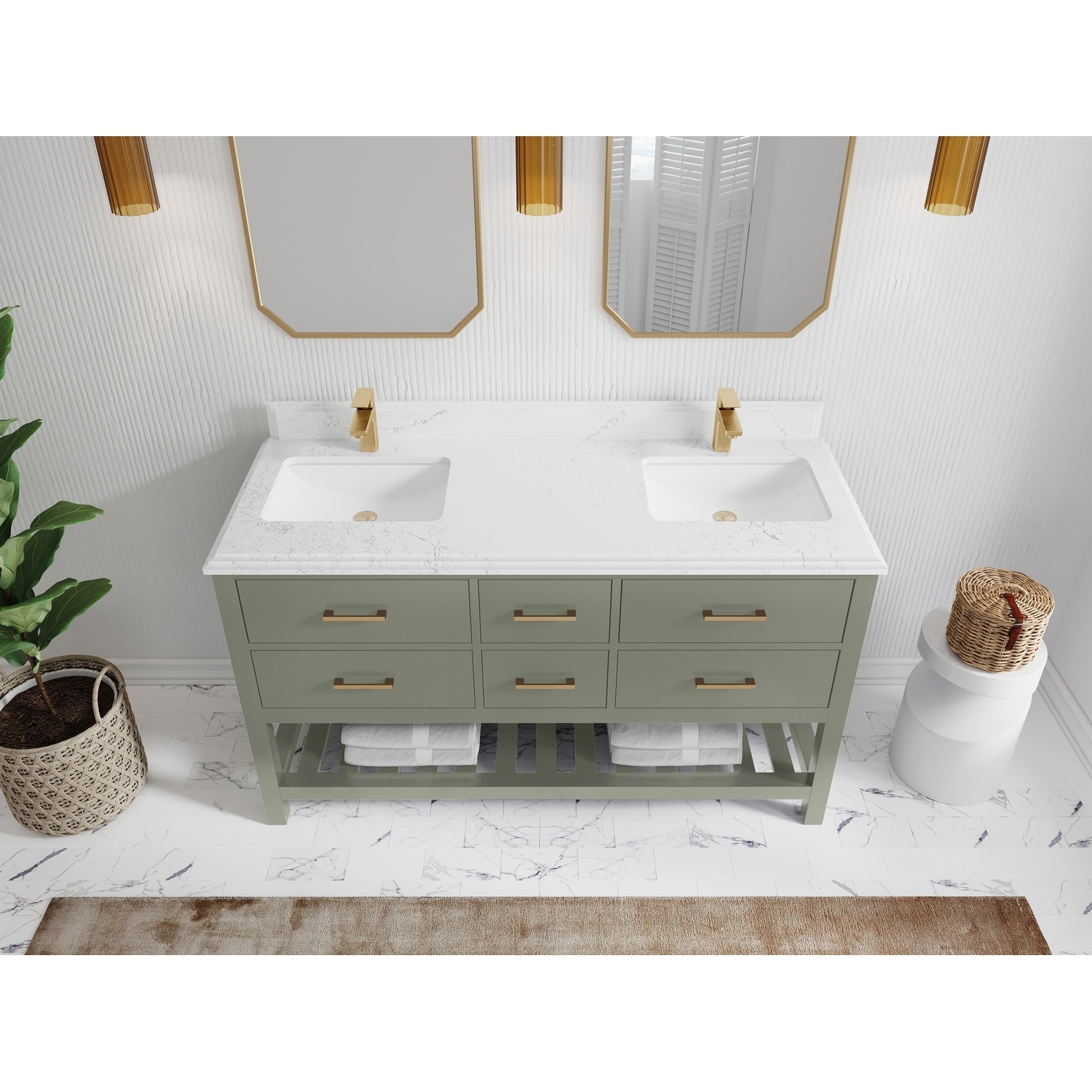 Willow Collections 60 in. W x 22 in. D Parker Double Sink Bathroom Vanity with Countertop