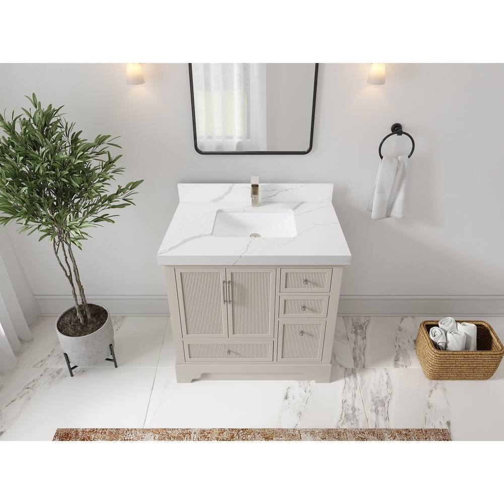 Willow Collections 36 in. W x 22 in. D Alys Center Sink Left Bathroom Vanity with Countertop