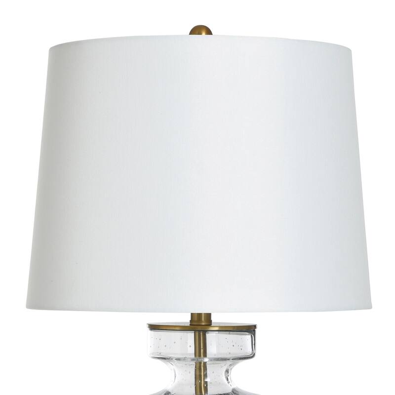 StyleCraft Glass & Steel Table Lamp - Clear Seeded & Gold - Off-White Shade