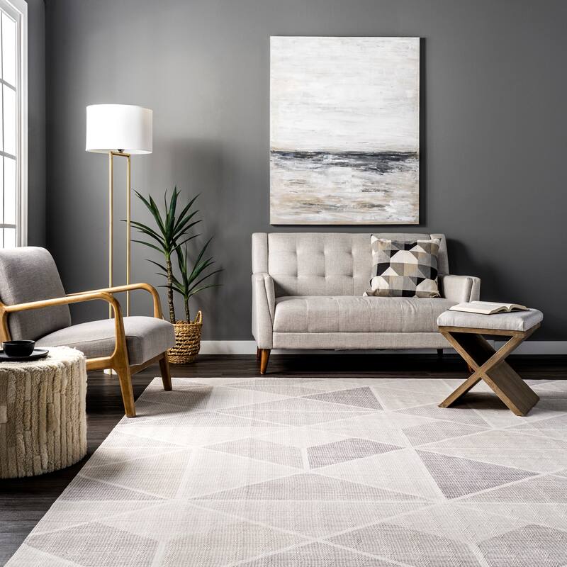 Nuloom Marielle SpinClean Diamond Tiles Machine Washable Area Rug