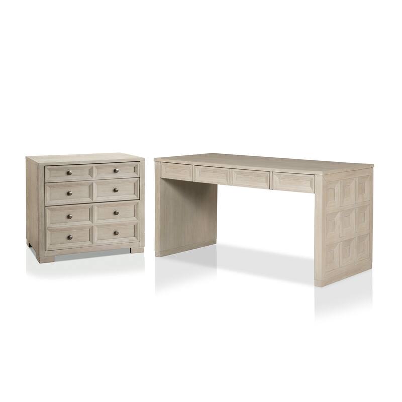 Furniture of America Durem Modern Tawny Brown Writing Desk with File Cabinet Set