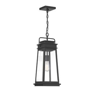 Matte Black One Light Outdoor Hanging Lantern from the Boone Collection
