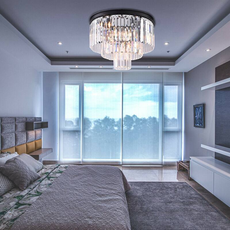 Modern Unique 9-Light K9 Crystal Tiered Chandelier Ceiling Lights