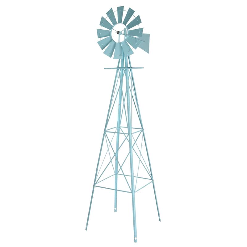 8 Foot Decorative Steel Windmill for Garden Lawn Patio Outdoor Decor Functional Wind Direction Indicator Weather Resistant