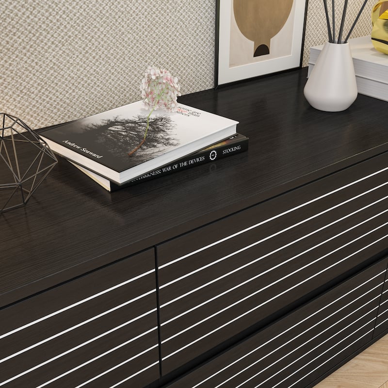 63" Multipurpose 6-Drawer Dresser and Television Stand Enertainment
