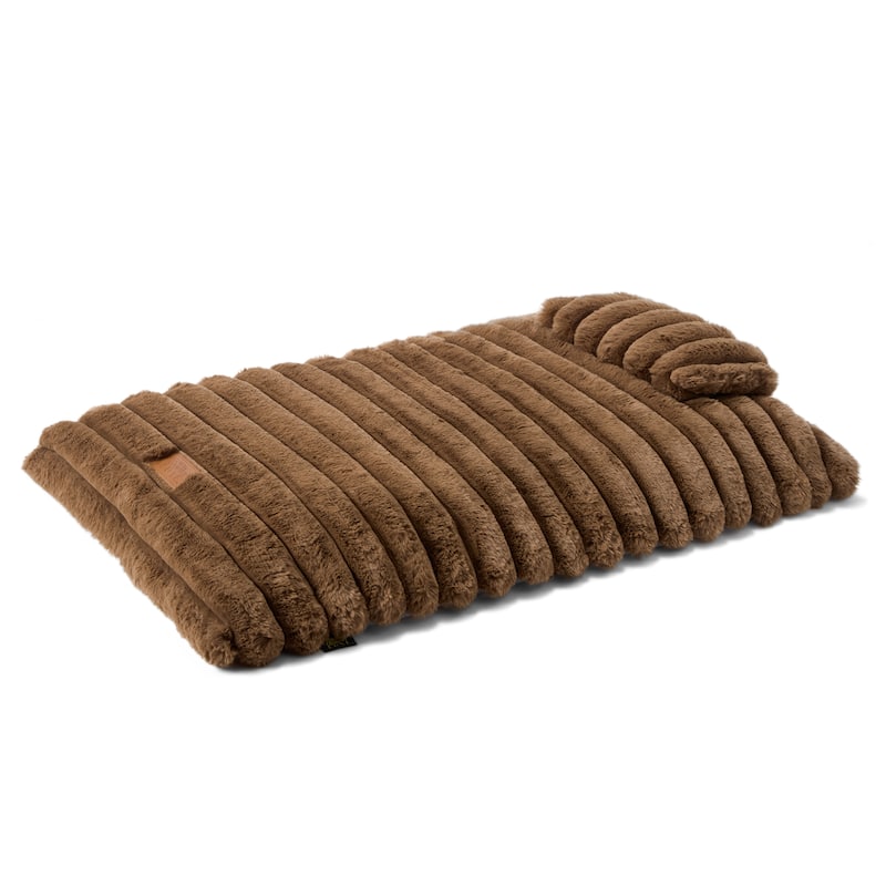 TOWN & COUNTRY LUXE CuddleTown Ribbed Bubble Stripe Pillow Crate Mat Pet Bed Dark Grey XS Dogs - XS: 23.23"x16.93"x2.68" - Brown