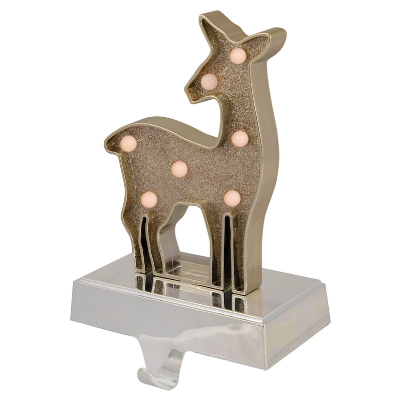 Gold LED Lighted Snowflake Christmas Stocking Holder 7.5"
