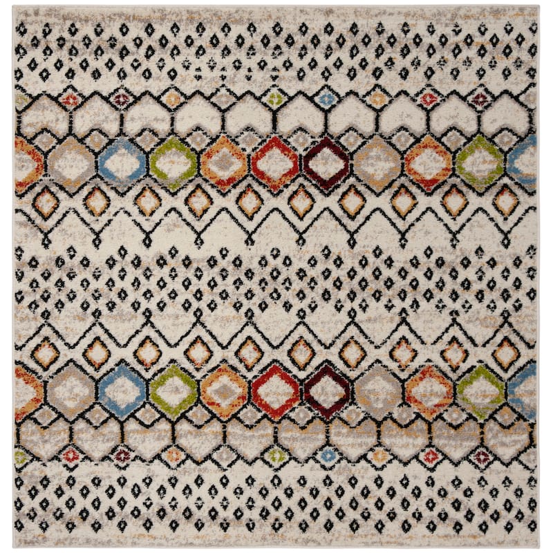 SAFAVIEH Amsterdam Bridget Moroccan Boho Rug - 5'1" Square - Ivory/Multi - Square
